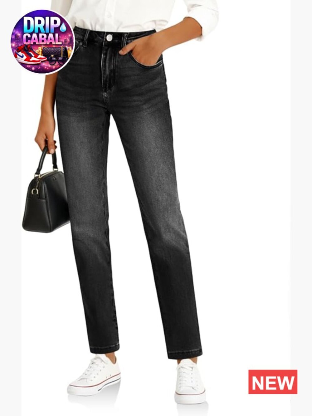 High Waisted Straight Leg Stretchy Denim Jeans